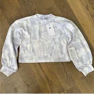 Nike Big Girl Cropped Puff Sleeve Top - Purple/White